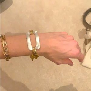 Alexis Bittar Golden Signature Bracelet in White